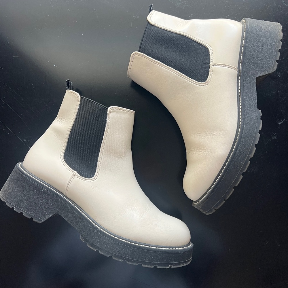 Madden Girl Cream and Black Ankle Booties